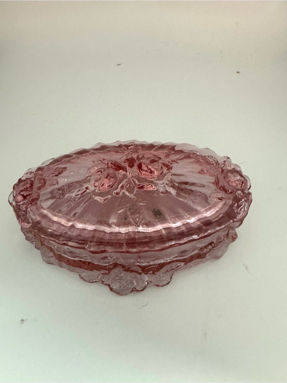 Fenton Rose Cabbage (Pink) Trinket Box